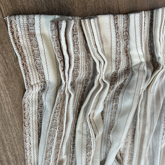 Vtg Pinch Pleat Curtain 2 Panels Drapery woven textured Ivory Brown mcm‎ Boho - Picture 4 of 12